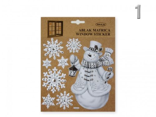 Karácsonyi ablakmatrica fehér/ezüst 18cm 