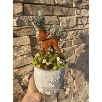 Őzikés kaspós dekor