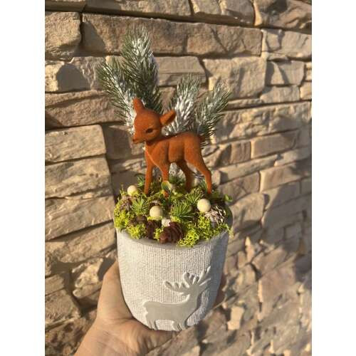 Őzikés kaspós dekor