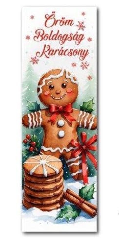 Karácsonyi nagy tábla- Mézi- "Öröm, boldogság, karácsony" 60x20cm