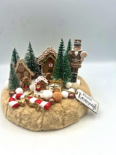 Mézeskalácsos adventi/karácsonyi asztali dísz GYERTYA NÉLKÜLI