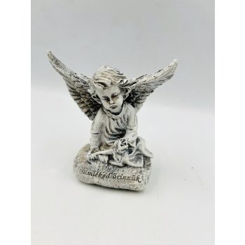  Sírdísz angyal+rózsa "Emléked őrizzük" 12cm
