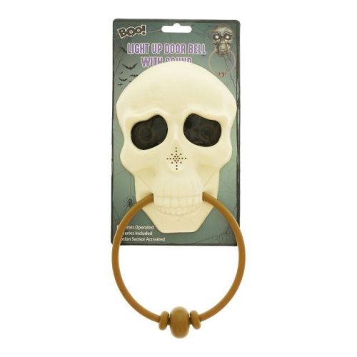 Kopogtató koponya beszélő halloween őszi  29 cm fehér