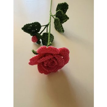 Horgolt kézműves rózsa élénk rózsaszín