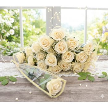 Szappanrózsa díszcsomagolással  krém sárga szín