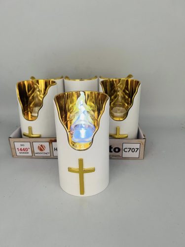 Elektromos led mécses fehér-arany sárga lánggal 7,5x12,5cm 1200 óra az ár 1 db vonatkozik