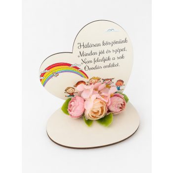   Kis talpas szív – „Hálásan köszönünk minden jót…” felirattal | Óvodai ballagási ajándék 13,2 x 12,8 cm