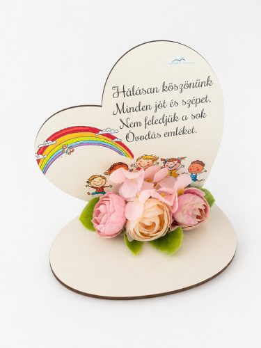 Kis talpas szív – „Hálásan köszönünk minden jót…” felirattal | Óvodai ballagási ajándék 13,2 x 12,8 cm