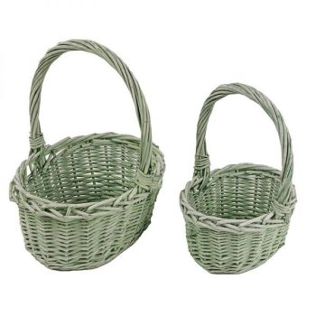 KOSÁR SZETTBEN, 2 DARABOS, FÜLLEL, OVÁLIS, ZÖLD