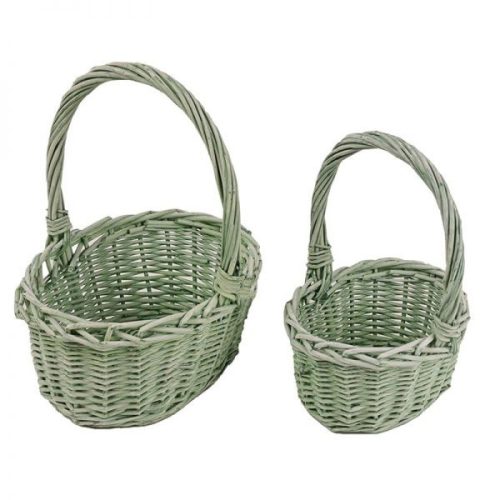 KOSÁR SZETTBEN, 2 DARABOS, FÜLLEL, OVÁLIS, ZÖLD