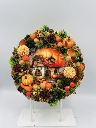 Tökházikós ajtódísz őszi