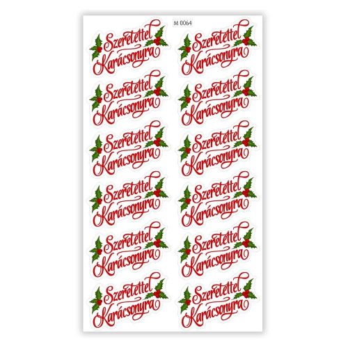 Matrica - Ajándékcsomagra matrica Szeretettel Karácsonyra 12db/lap