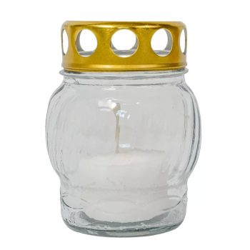 Kis gömb üvegmécses fém kupakos fehér 25gr 9,5cm