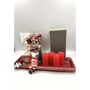   Csináld magad adventi asztaldísz csomag karácsonyi piros egérkirály