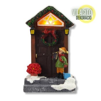   Világítós karácsonyi ajtó dekoráció - LED-es ünnepi dísz