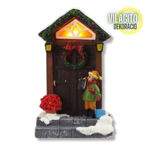 Világítós karácsonyi ajtó dekoráció - LED-es ünnepi dísz