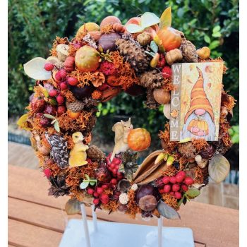 Mókusos ajtódísz őszi