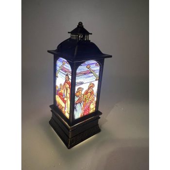 Lámpás szent család jelenettel 