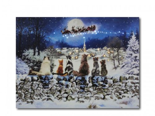 45 miniLEDes világító falikép cicák és Mikulás 40x30cm