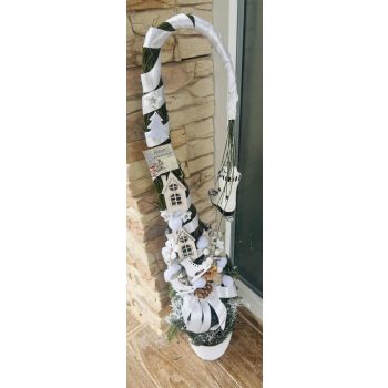   Fehér díszítésű Grincsfa vágott zsurlóból – 1 méteres