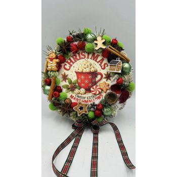  Forrócsokis–mézeskalácsos ajtódísz – 20 cm