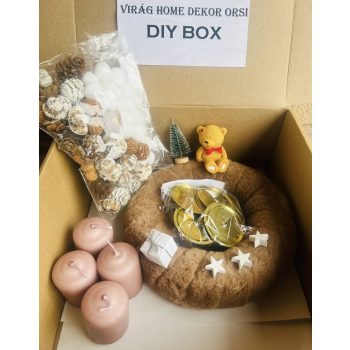   Csináld magad DIY BOX – bézs szörme alapú adventi dísz készítő szett macival