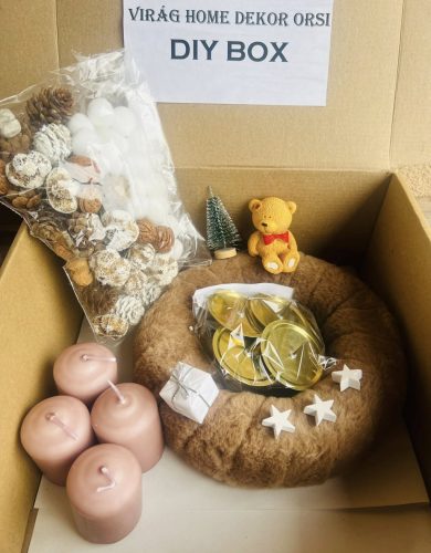 Csináld magad DIY BOX – bézs szörme alapú adventi dísz készítő szett macival