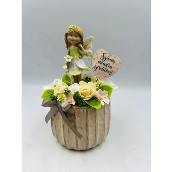   Kerámia kaspós tündéres asztaldísz – Anyák napjára vagy bármilyen alakomra