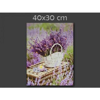 1+30 LEDes világító falikép levendula kosárban 30x40cm