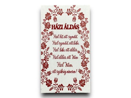 Hűtőmágnes „Házi áldás” – fehér alapon piros mintával
