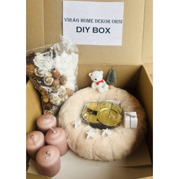   Csináld magad DIY BOX – bézs szörme alapú adventi dísz készítő szett macival