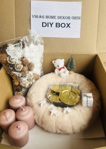 Csináld magad DIY BOX – bézs szörme alapú adventi dísz készítő szett macival
