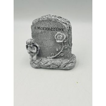 Kőtábla+angyal"Emlékezzünk"10x11cm  