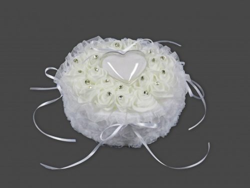 Esküvői rózsás gyűrűtartó 18cm