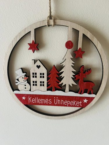 15 cm-es fa karika – Karácsonyi ajtó- és ablakdísz
