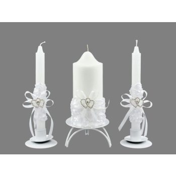 Esküvői gyertya szett gyöngyös 3db-os