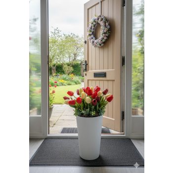   Vendégváró tulipános kaspós dísz – 58 cm (kaspóval együtt)