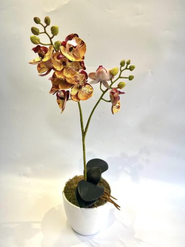 Narancsos orchidea dekor 1 szálas 2 ágú