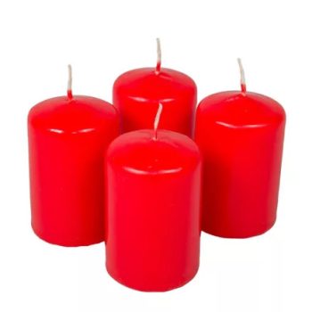 Adventi gyertya matt piros 40*60mm  4db/csom