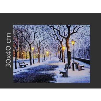 4+20 LEDes világító falikép téli fasor 40x30cm