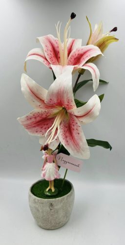 Liliomos tündéres asztaldísz - választható felirattal 