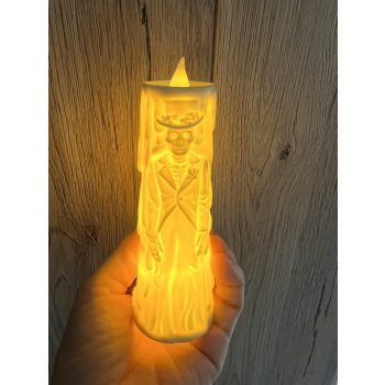 LEDes Halloween gyertya csontváz 13cm 