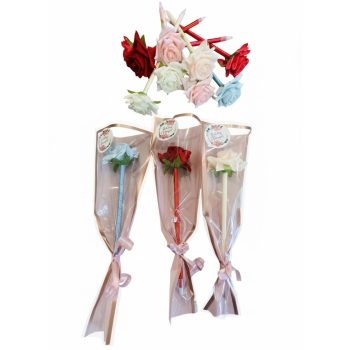 Virág formájú toll  díszcsomagolással és matricával