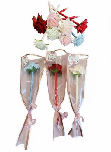 Virág formájú toll  díszcsomagolással és matricával