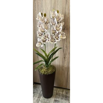 Különleges orchidea padlóvázában bronz kaspóval