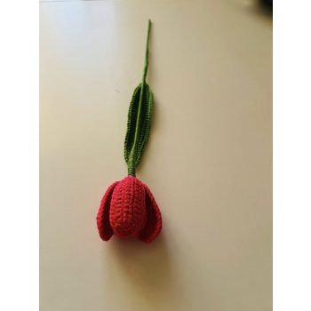   Horgolt kézműves tulipán nyitott fazonú élénk rózsaszín