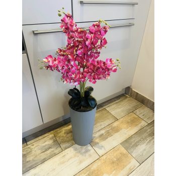   Padlóvázás mű orchidea kaspóban – kb. 90 cm, élethű kivitel (4.)