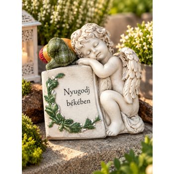 angyal „Nyugodj békében” felirattal – 16 cm