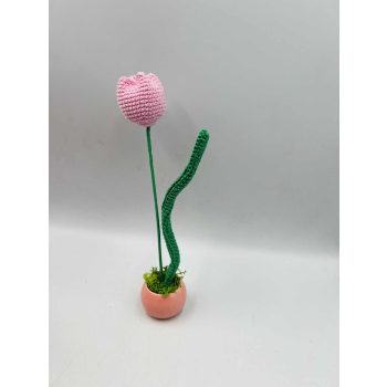 Horgolt tulipán kaspóban -választható felirattal