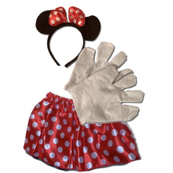   Minnie Egérke szett kesztyűvel, piros pöttyös szoknyával